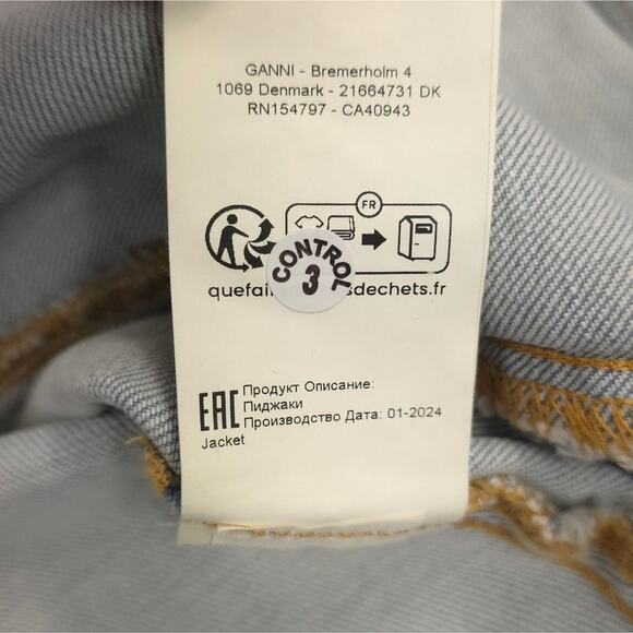 GANNI Fitted Denim Blazer Single Breasted Light Wash - Picture 11 of 12